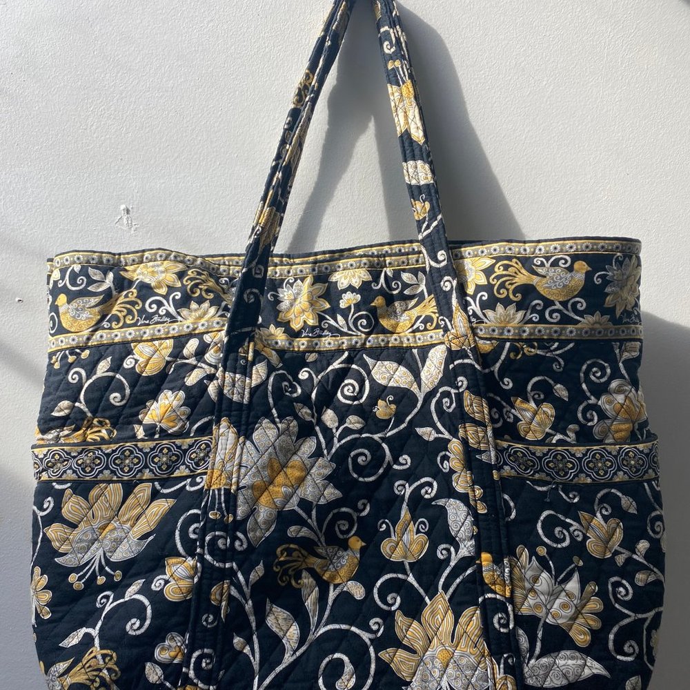 Vera Bradley Black/Golden Quilted Large Travel Bag - Picture 2 of 11